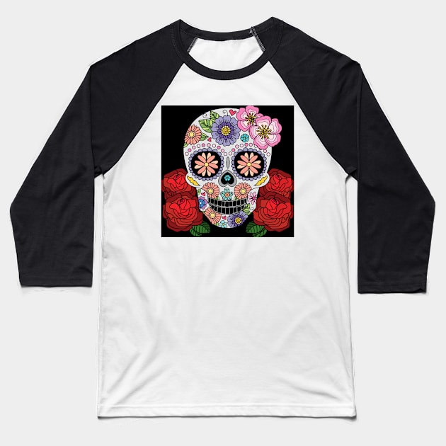 Sugar Skull 52 (Style:8) Baseball T-Shirt by luminousstore